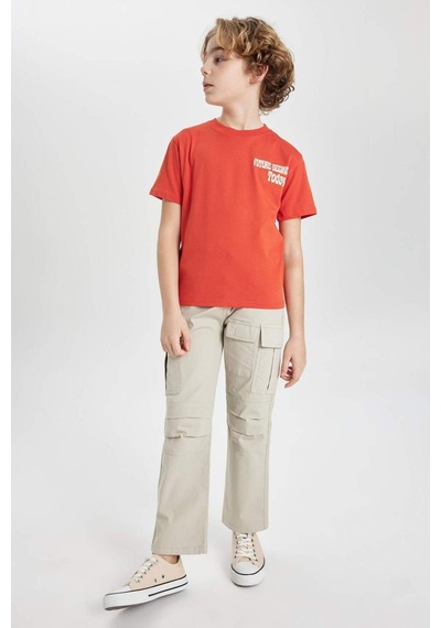 DeFacto Erkek Çocuk Kargo Cepli Düz Paça Gabardin Pantolon B5924A824SPBG732