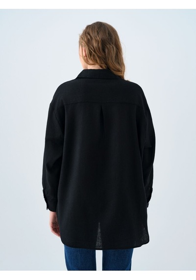 LOFT Loose Fit Kadın Gömlek U.kol Lf2038437 Q1.v1 Siyah