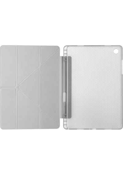 Galaxy Uyumlu  Tab A11 Plus Kılıf Frm Tri Folding Kalem Bölmeli Standlı Kılıf - Siyah Kapaklı Kılıf