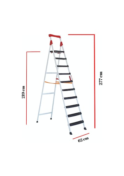 Ze Zigana Ev Gereçleri Elegance 9+1 Geniş Basamaklı Kolay Taşıma Aparatlı Merdiven
