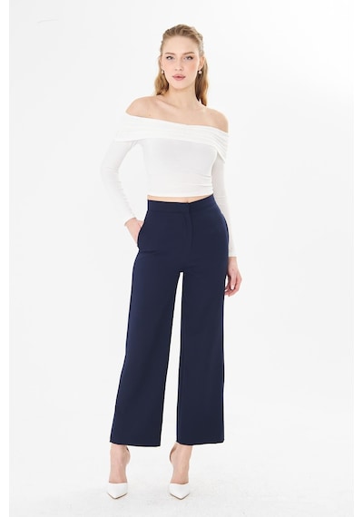 Sortie Collection Yüksek Bel Bol Paça Pantolon Lacivert
