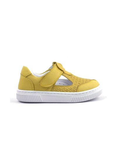 Rakerplus Hakiki Deri Sarı Cırtlı Bebek Sneaker Sandalet Sarı
