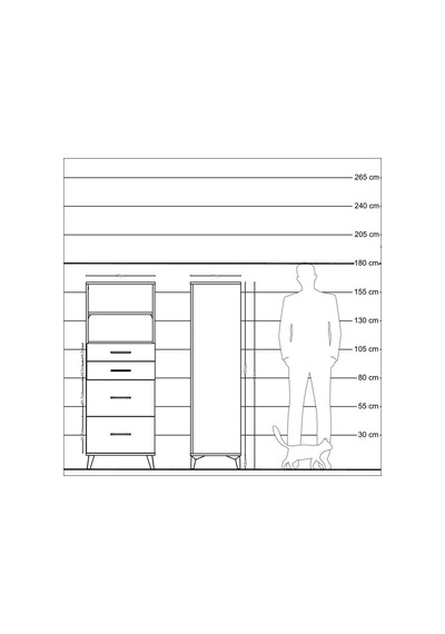 Hyperion Dolap 2 Raflı 4 Çekmeceli 60x44x163 Çam-aytaşı Çam