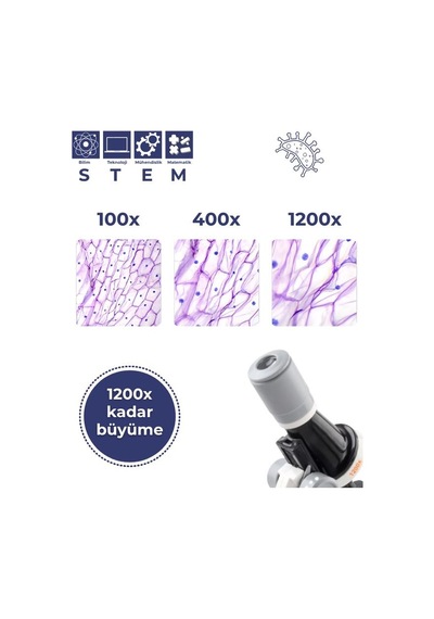 Temel Işıklı Bilim Mikroskopu 100x 400x 1200x Plastik Stem Eğitim Seti