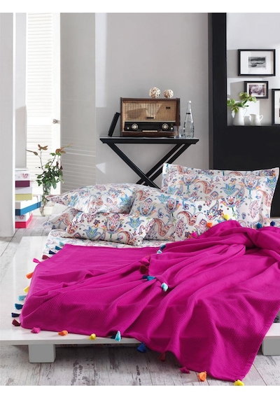 İyi Geceler İstanbul Style Up Fuşya Pike Takımı Çift Kişilik Fuşya