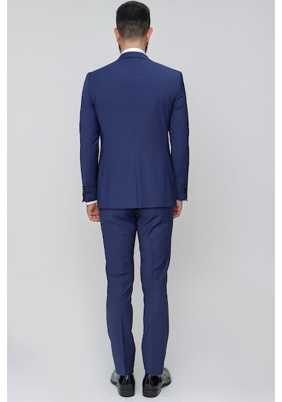 Efor Black 034 Slim Fit Yelekli Çıkarılabilir Saten Yaka Parlement Damatlık Smokin Takım Parlement