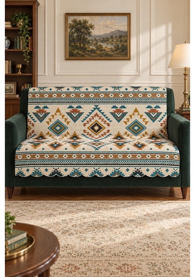 Çok Amaçlı Kadife Koltuk Örtüsü Kaymaz Süngerli 165x215 Cm Modern Bohem Çekyat Şalı Piknik Masa Örtüsü Alk17 Bej