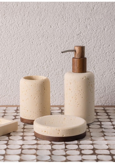 The Mia Travertine Banyo Seti Bej 3 Parça Çok renkli