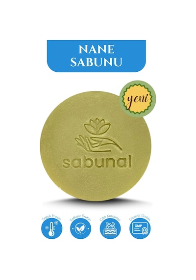Sabunal Mentollü Nane Sabunu 3 Adet - Ferahlatıcı Yağlı Cilt ve Saç Temizleme Sabunu