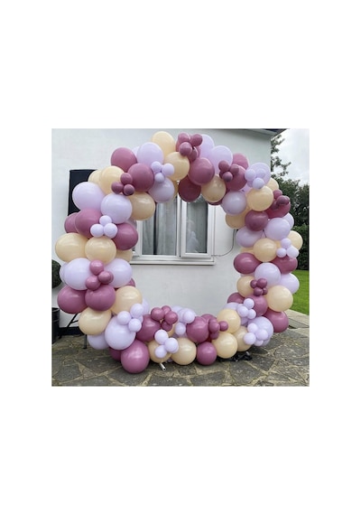 Pastel Balon Zinciri Yaban Mersini Sütlü Kahve ve Lila 100 Adet Mix