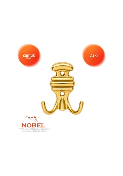 Kemerli Askı, Metal Vestiyer Askısı, 64 Gr, Dolap Ve Duvar Askılığı, Altin Vidalı Altın