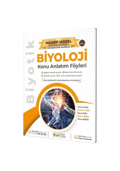 Biyotik Yayınları Üniversiteye Hazırlık Biyoloji Maarif Model Konu Anlatım Föyleri