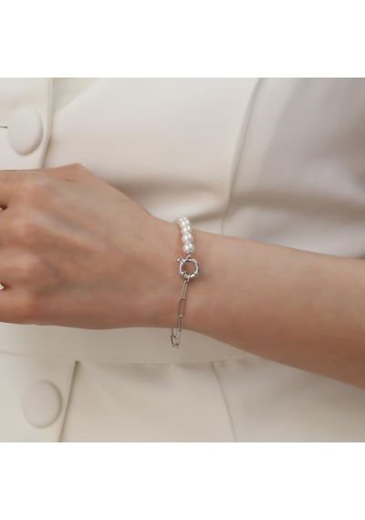 925 Ayar Gümüş Beyaz Tatlısu İncisi Bileklik-5mm