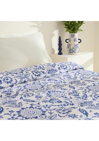 Karaca Home Sven%100 Pamuk Çift Kişilik Tek Pike Mavi Açık Indigo