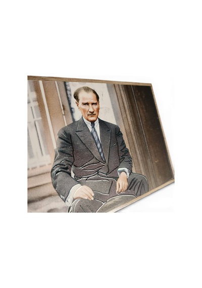 Atatürk Masaüstü Ahşap Tablo - Kabartmalı Baskı Şık Hediyelik 16x11 Cm No 1 3 Parça