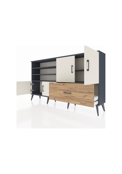 Arges Konsol 5 Raflı Tek Çekmeceli 4 Kapaklı 176x30x99 Antrasit-a Antrasit-aytaşı/çam Arges Konsol 5 Raflı Tek Çekmeceli 4 Kapaklı 176x30x99 Antrasit-a Antrasit-aytaşı/çam