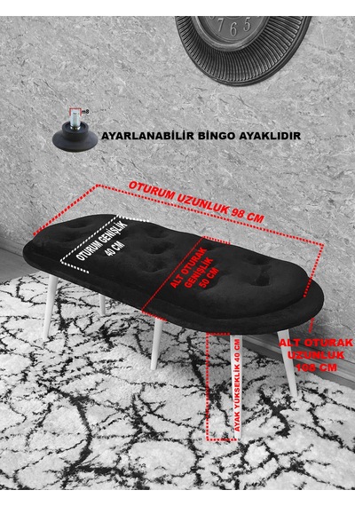 Zafir Ufo Oturak Bench - Beyaz Boyalı Sivriltme Ayak - Oturak - Bench - Puf - Yatak Ucu Pufu Kahverengi