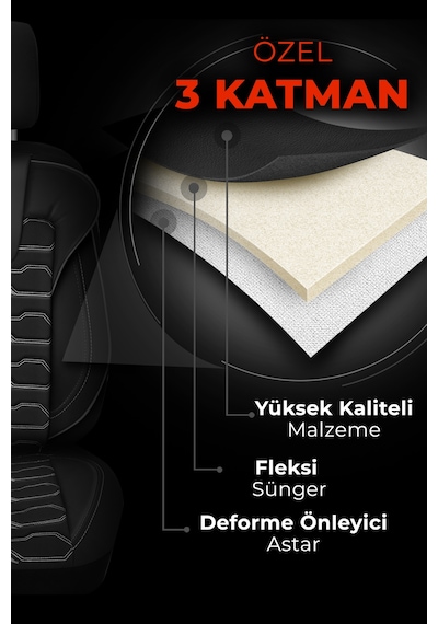 Siyah - Mavi Panda Sport Serisi Jakar Kumaş Oto Koltuk Kılıfı - Tam Set