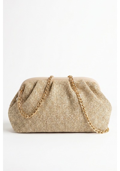 Luvishoes Vıel Vizon Hasır Dokulu Kadın Clutch Çanta