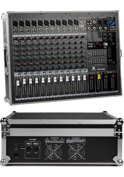 Maxword Rps-2200 Yüksek Güçlü Power Mixer Amfili Mikser 2x1100w 16dsp Efekt Case'li