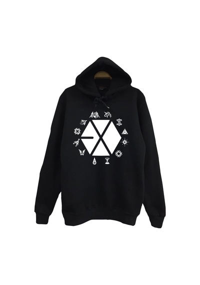 Exo Baskılı Sweatshirt Siyah