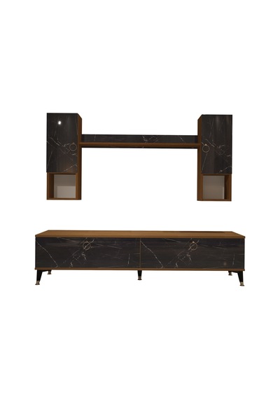 Decoraktiv Eko 5da Mdf Std Gold Tv Ünitesi Tv Sehpası Ceviz - Siyah Mermer
