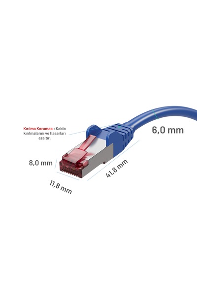 Irenıs 25 Cm Mavi Cat 6a S/ftp Ethernet Data Center Patch Kablo