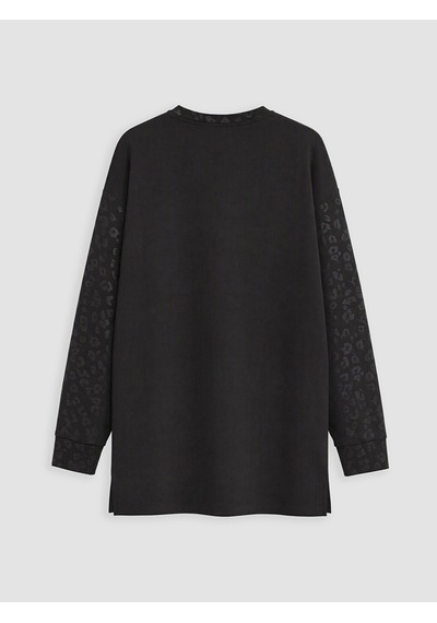 Lcw Everyday Siyah Soft Touch Oversize Kadın Sweatshirt Tunik