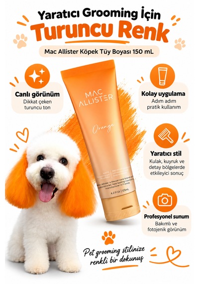Mac Allister Kedi Köpek Tüy Boyası Turuncu Renkli 150 Ml