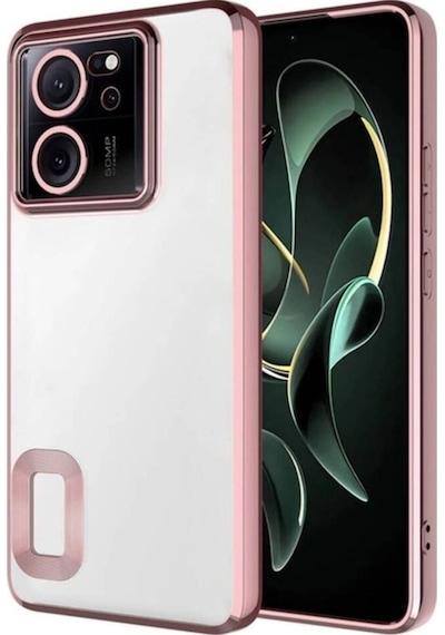Xiaomi Mi 13t Pro Kılıf Kamera Korumalı Logo Gösteren Zore Omega Kapak Rose Gold