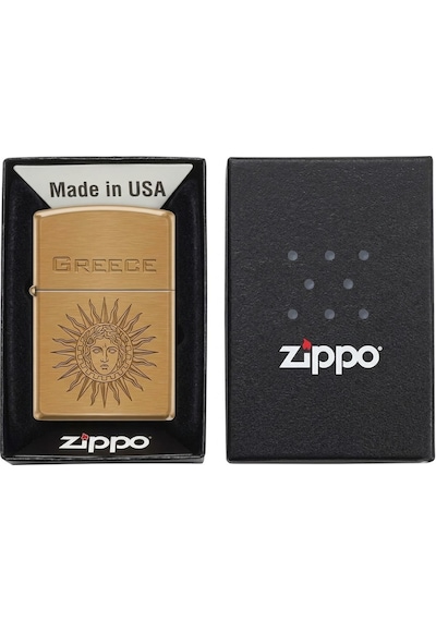 Zippo Greece Sun God Helios Dizayn Çakmak Sarı