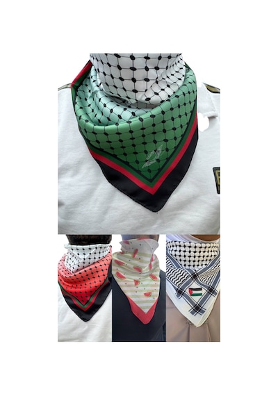 Aldaıyr 4 Adet Filistin Temalı Fular 50x50 Unisex Günlük Kullanıma Uygun Puşi Şal Kefiye Filistin Bayrak Çok Renkli 2