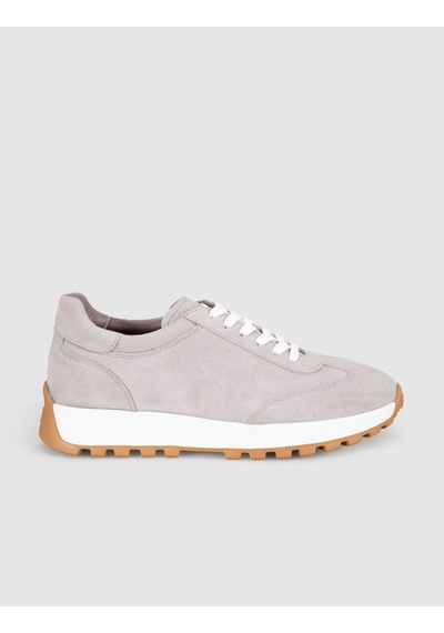 Açık Gri Süet Hakiki Deri Kadın Sneaker Ayakkabı