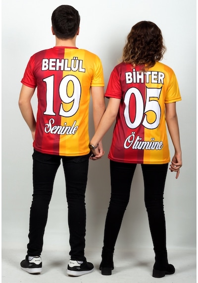 Çiftlere Özel Futbol Forması Sarı & Kırmızı 19 Kırmızı