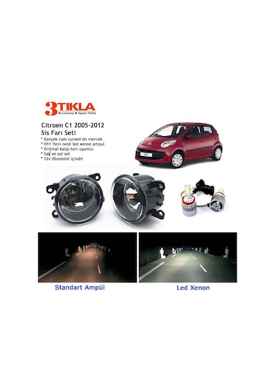 Citroen C1 2005-2012 Beyaz Led Xenon Sis Farı Seti