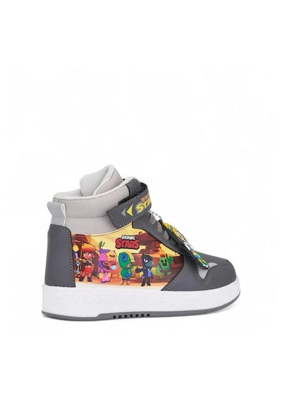 Nese Shoes Stars Baskılı Erkek Çocuk Spor Ayakkabısı, Sneaker Füme