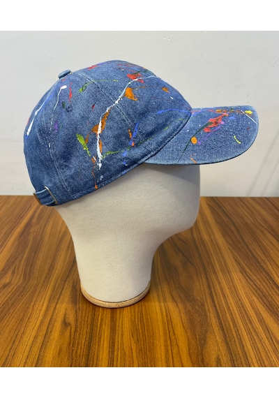 Jean Denim Kot Kumaş Vintage Unisex Cap Şapka Lacivert - Indigo
