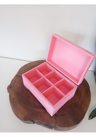Pembe Renkli Ahşap Takı Kutusu