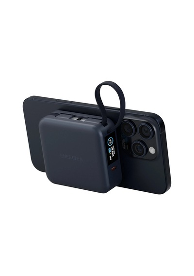 Magpac Mini Plus Dijital 10.000 Mah Type-c Telefon Saat Kablosuz Şarj Destekli Magsafe Powerbank - Lacivert Koyu Gri