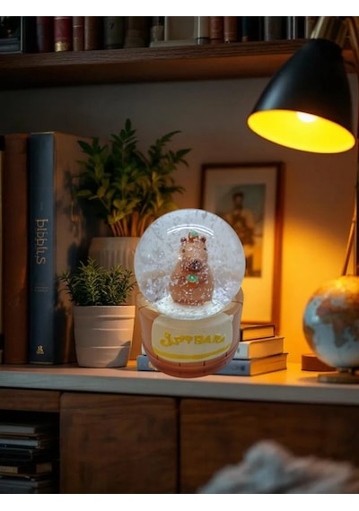 Capybara Figürlü 7cmx5cm Ebat Pilli Işıklı Dekoratif Kar Küre 7cm X 5cm