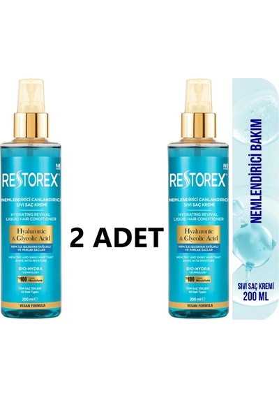 Hydra Nemlendirici Canlandırıcı Bakım Sıvı Saç Kremi 2x200 Ml-hyaluronik Asit Glikoik Asit
