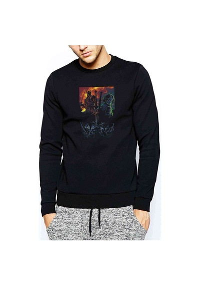 Witcher Baskılı Siyah Erkek Örme Sweatshirt (528892612)