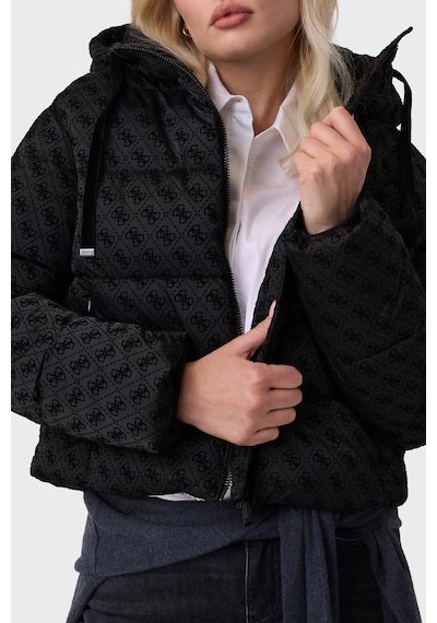 Guess New Daisy Suya Dayanıklı 4g Logolu Kapüşonlu Mont W6bl56w4195 Kadın Mont W6bl56 W4195 Jblk Siyah