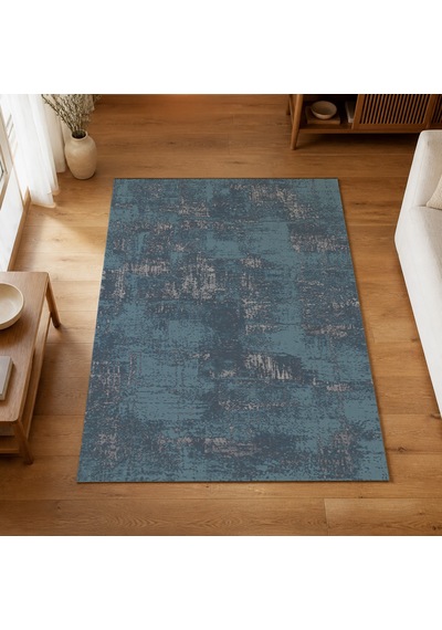 Kartela Halı Lora Halı Kaymaz Taban Makinede Yıkanabilir Halı Mavi - 200 X 300 Cm