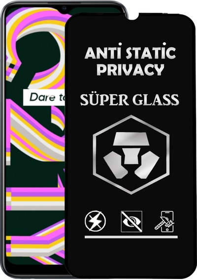 Realme C21y Tam Kaplayan Anti Statik Hayalet Süper Temperli Cam Ekran Koruyucu