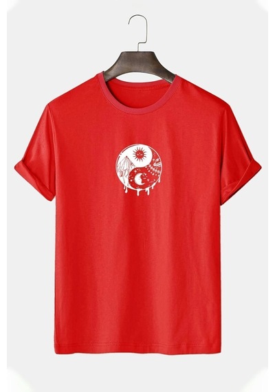 Uyguntarz Unisex Ying&yang Tasarım Tshirt Kırmızı