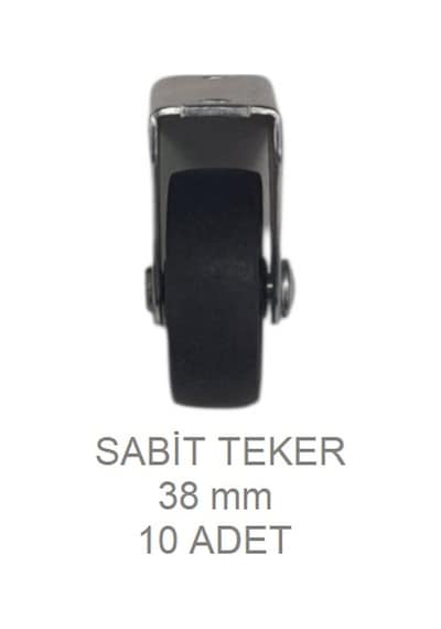 Ofis Koltuk Dolap Etejer İçin 38'lik Sabit Teker 10 Adet Siyah