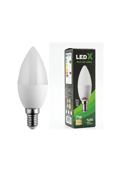 Ledx Al-eel İnce E14 Duy 7 Watt Beyaz Işık Buji Led Ampul