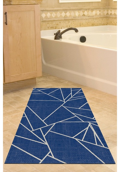 Dekoreko Kaymaz Taban Djt Banyo Halısı Trend Modern 717 lacivert