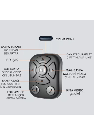 Cr41 Parmak Yüzüğü Tiktok Bluetooth Uzaktan Kumanda Sayfa Çevirici Video Kaydı Selfie Kumandası Powerpoint Slayt Atlatıcı